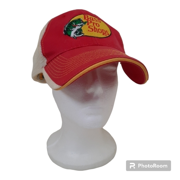 Bass Pro Shops red embroidered mesh snapback trucker hat - Picture 1 of 13